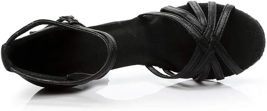 Womens Sandals Buckle Latin Dance Shoes Suede Sole Wedding Performance Dance Summer Open Toe Mid Heels Shoes
