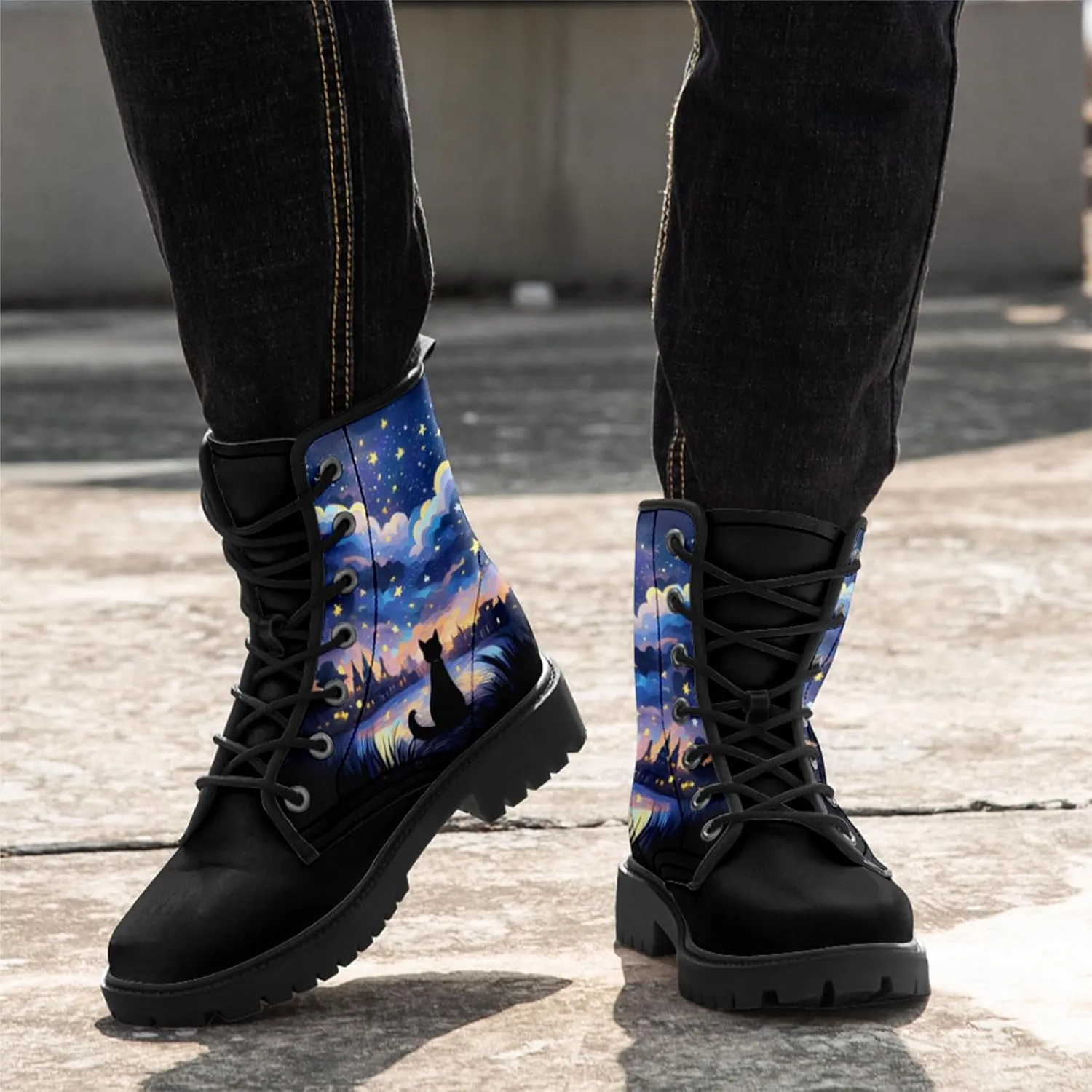 Women's Sky Star Artistic Ankle Booties Men's Comfort Lace-up Winter Fall Dress Fashion Boots Stylish Outdoor Shoes