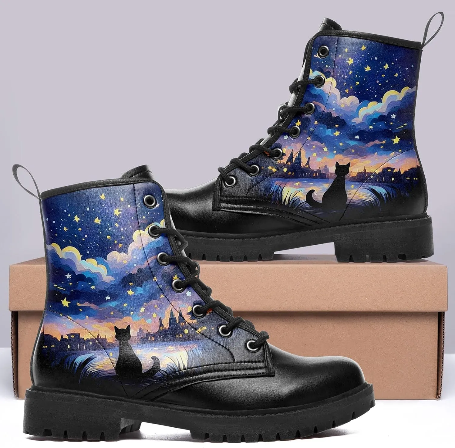 Women's Sky Star Artistic Ankle Booties Men's Comfort Lace-up Winter Fall Dress Fashion Boots Stylish Outdoor Shoes