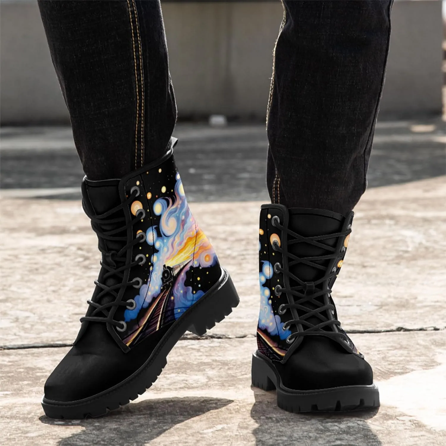 Women's Sky Star Artistic Ankle Booties Men's Comfort Lace-up Winter Fall Dress Fashion Boots Stylish Outdoor Shoes