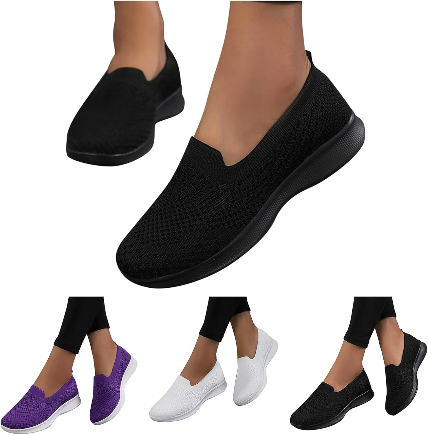 Women's Slip On Sneakers Shoes Closed Toe Walking Sneakers Thick Sole Running Hiking Sneaker Beach Summer Sandals