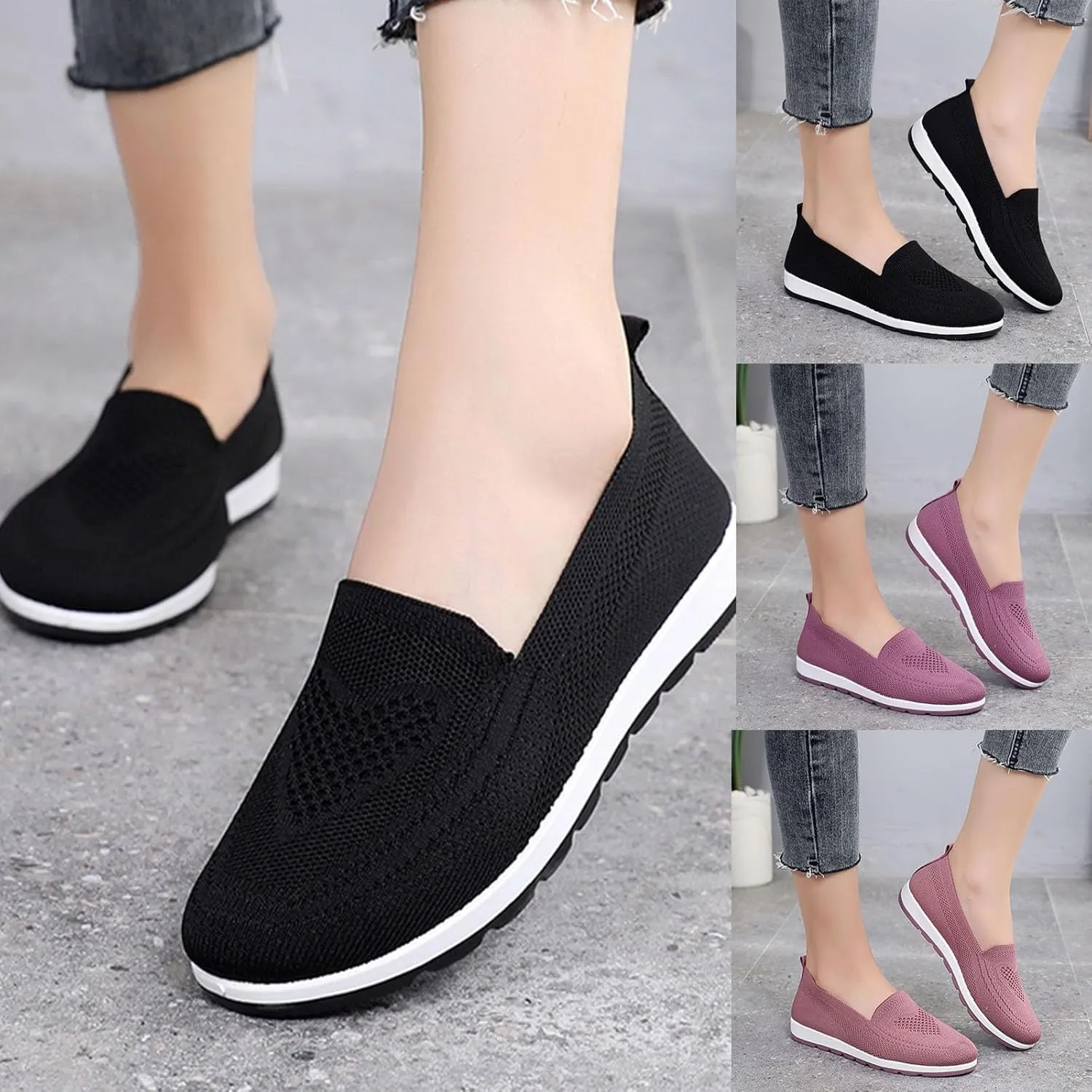 Women's Slip On Sneakers Shoes Closed Toe Walking Sneakers Thick Sole Running Hiking Sneaker Beach Summer Sandals