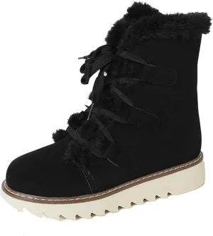 Women's Snow Boots Winter Suede High Snow Boots,Lightweight Cozy Thermal Fur Lining Non-slip Waterproof Ankle Booties
