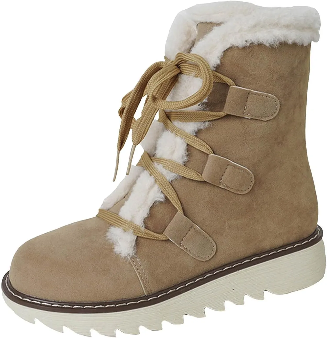 Women's Snow Boots Winter Suede High Snow Boots,Lightweight Cozy Thermal Fur Lining Non-slip Waterproof Ankle Booties