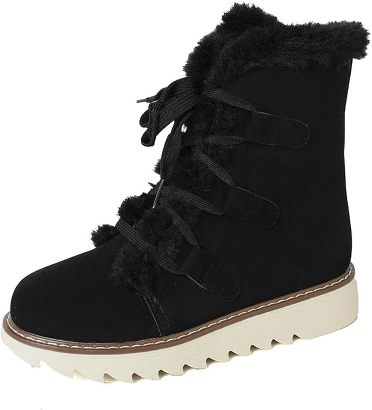 Women's Snow Boots Winter Suede High Snow Boots,Lightweight Cozy Thermal Fur Lining Non-slip Waterproof Ankle Booties