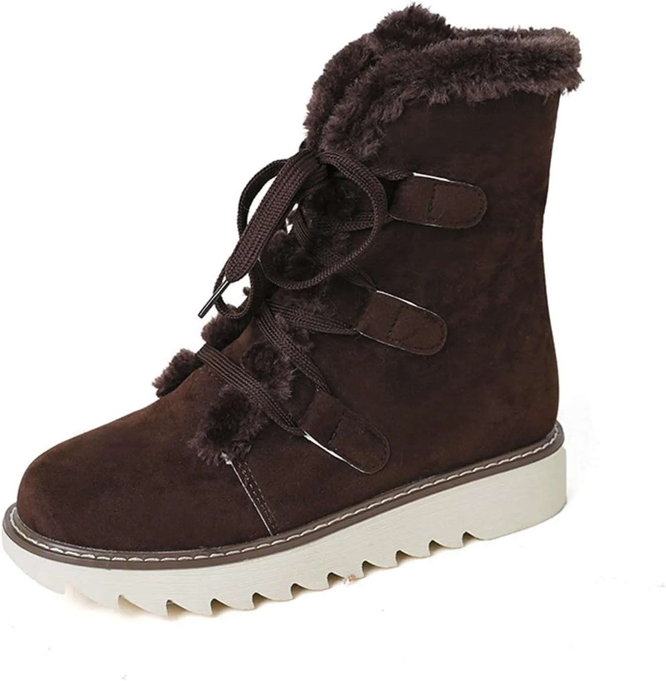 Women's Snow Boots Winter Suede High Snow Boots,Lightweight Cozy Thermal Fur Lining Non-slip Waterproof Ankle Booties