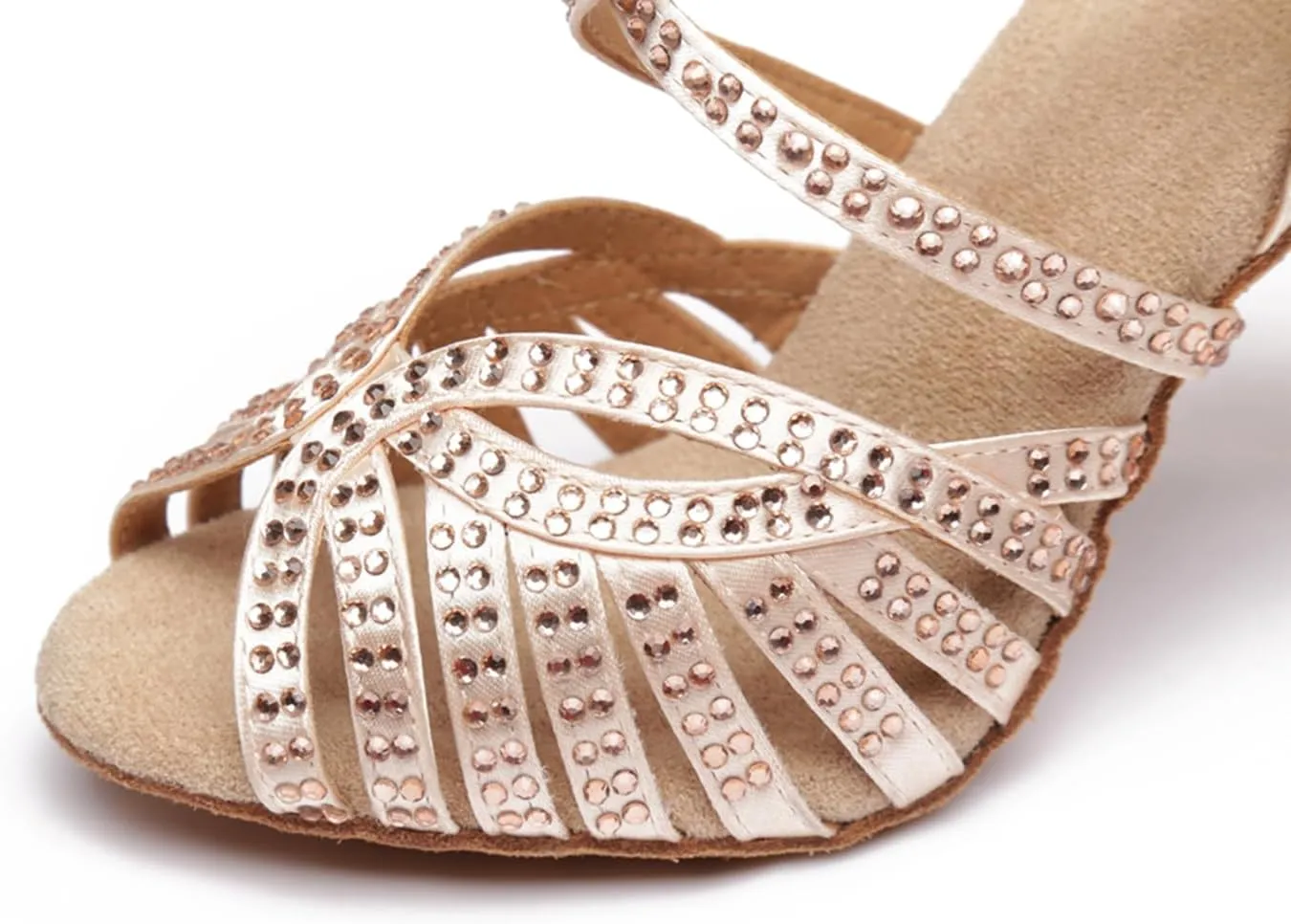 Women's Stylish Sparkle Rhinestones Peep Toe Satin Ballroom Modern Tango Party Wedding Professional Dance Shoes