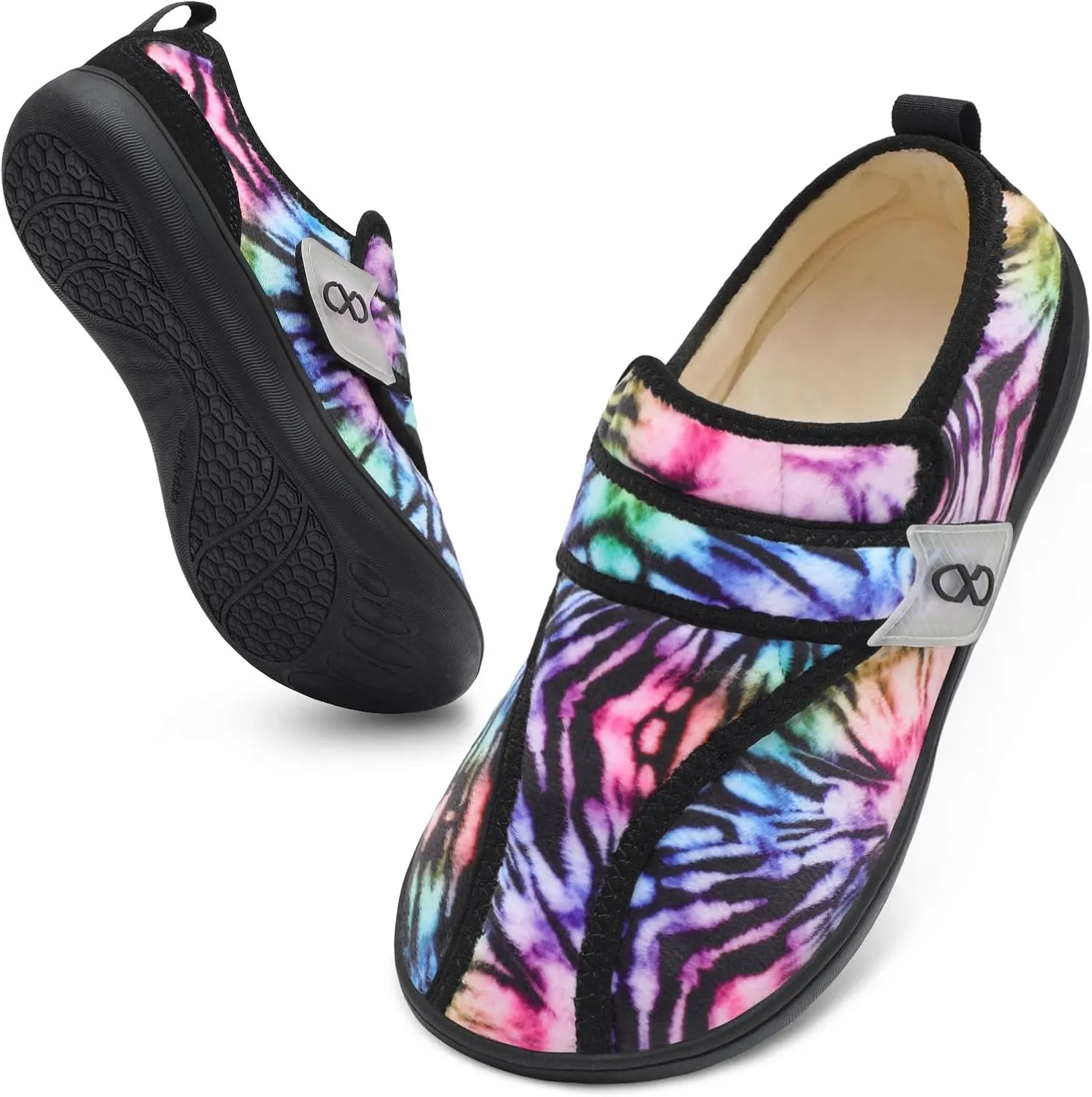 XIHALOOK Womens Slippers Wide Diabetic Shoes with Adjustable Strap for Diabetic Swollen Feet Outdoor Indoor Walking Shoes