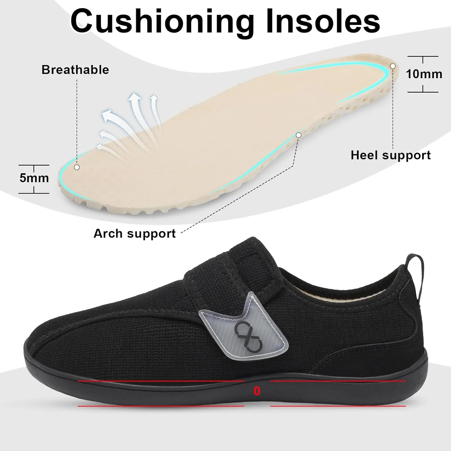 XIHALOOK Womens Slippers Wide Diabetic Shoes with Adjustable Strap for Diabetic Swollen Feet Outdoor Indoor Walking Shoes