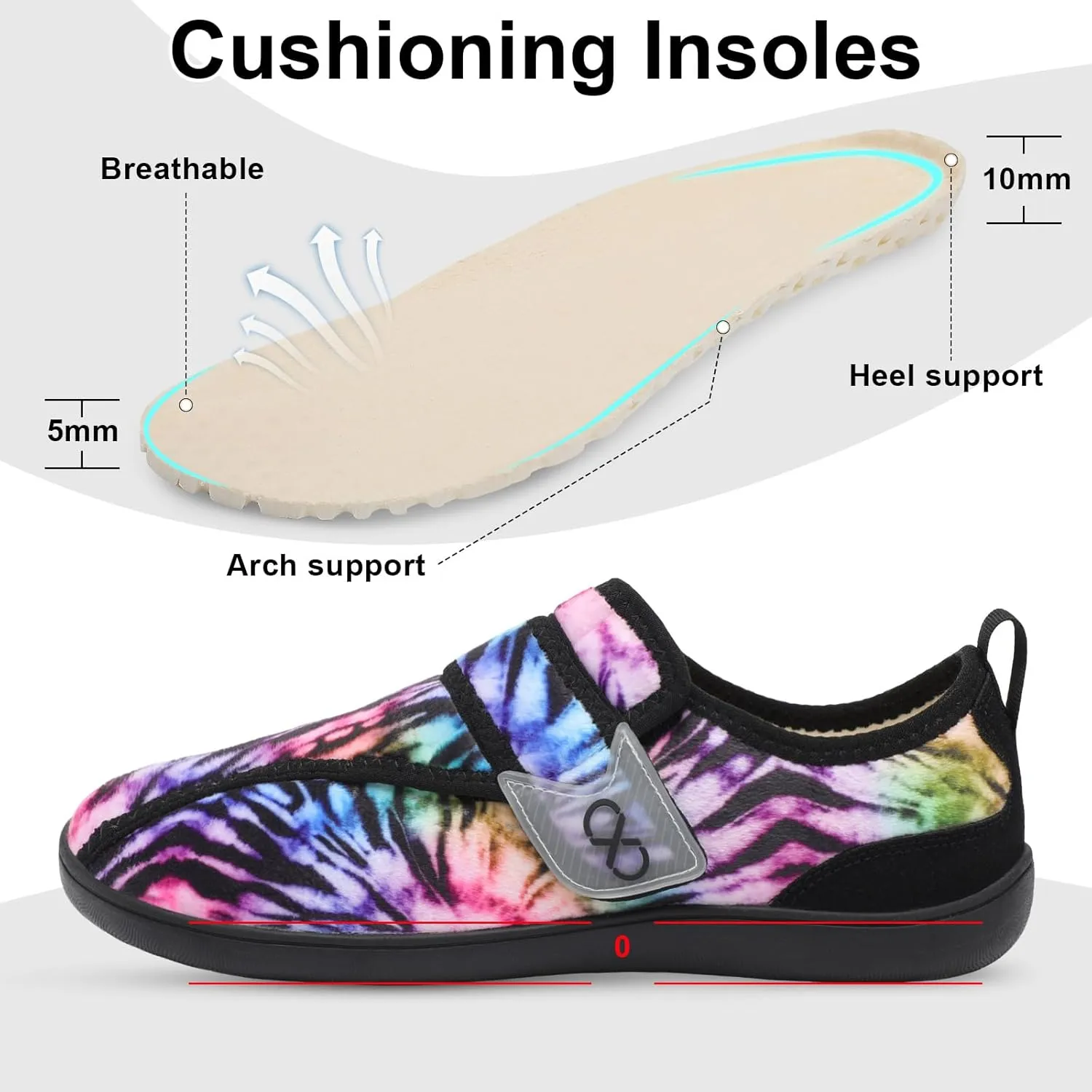 XIHALOOK Womens Slippers Wide Diabetic Shoes with Adjustable Strap for Diabetic Swollen Feet Outdoor Indoor Walking Shoes
