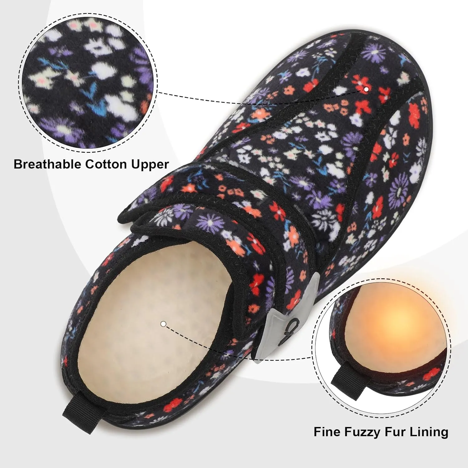 XIHALOOK Womens Slippers Wide Diabetic Shoes with Adjustable Strap for Diabetic Swollen Feet Outdoor Indoor Walking Shoes