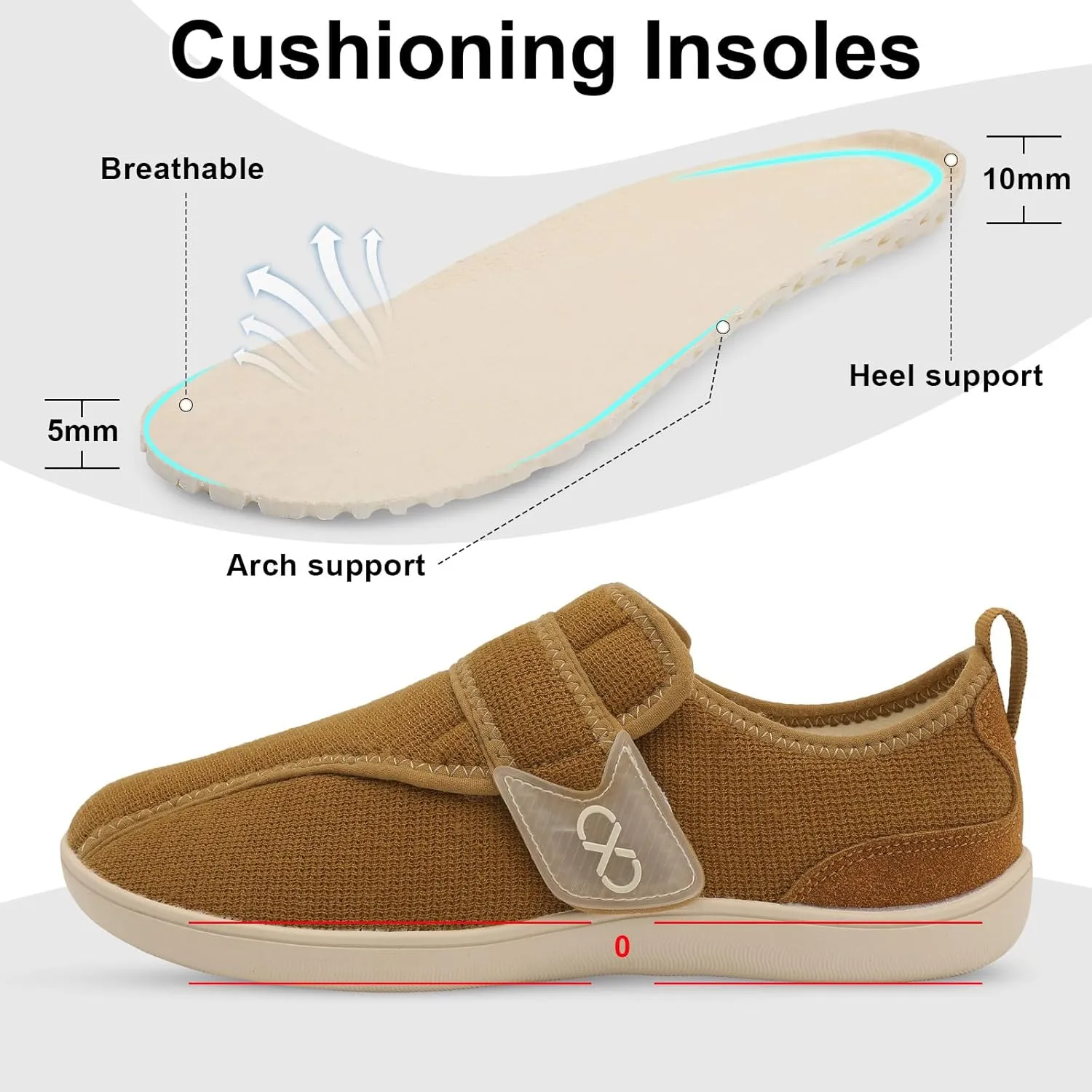XIHALOOK Womens Slippers Wide Diabetic Shoes with Adjustable Strap for Diabetic Swollen Feet Outdoor Indoor Walking Shoes