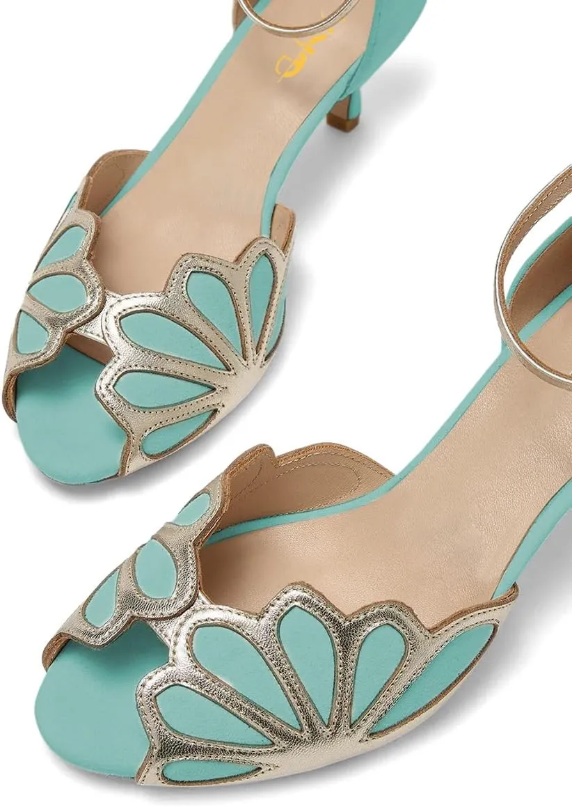 XYD Women Dance Ballroom Latin Jazz Sandals Kitten Heels Peep Toe Ankle Strap Butterfly Bridal Evening Fancy Pumps Shoes