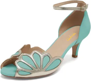XYD Women Dance Ballroom Latin Jazz Sandals Kitten Heels Peep Toe Ankle Strap Butterfly Bridal Evening Fancy Pumps Shoes