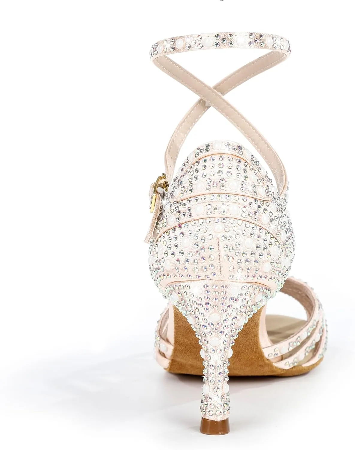 Y205-36 Women's Crystal Rhinestone Latin Dance High Heel Shoes - Stylish Adjustable Strap Design Comfortable Dance Shoes